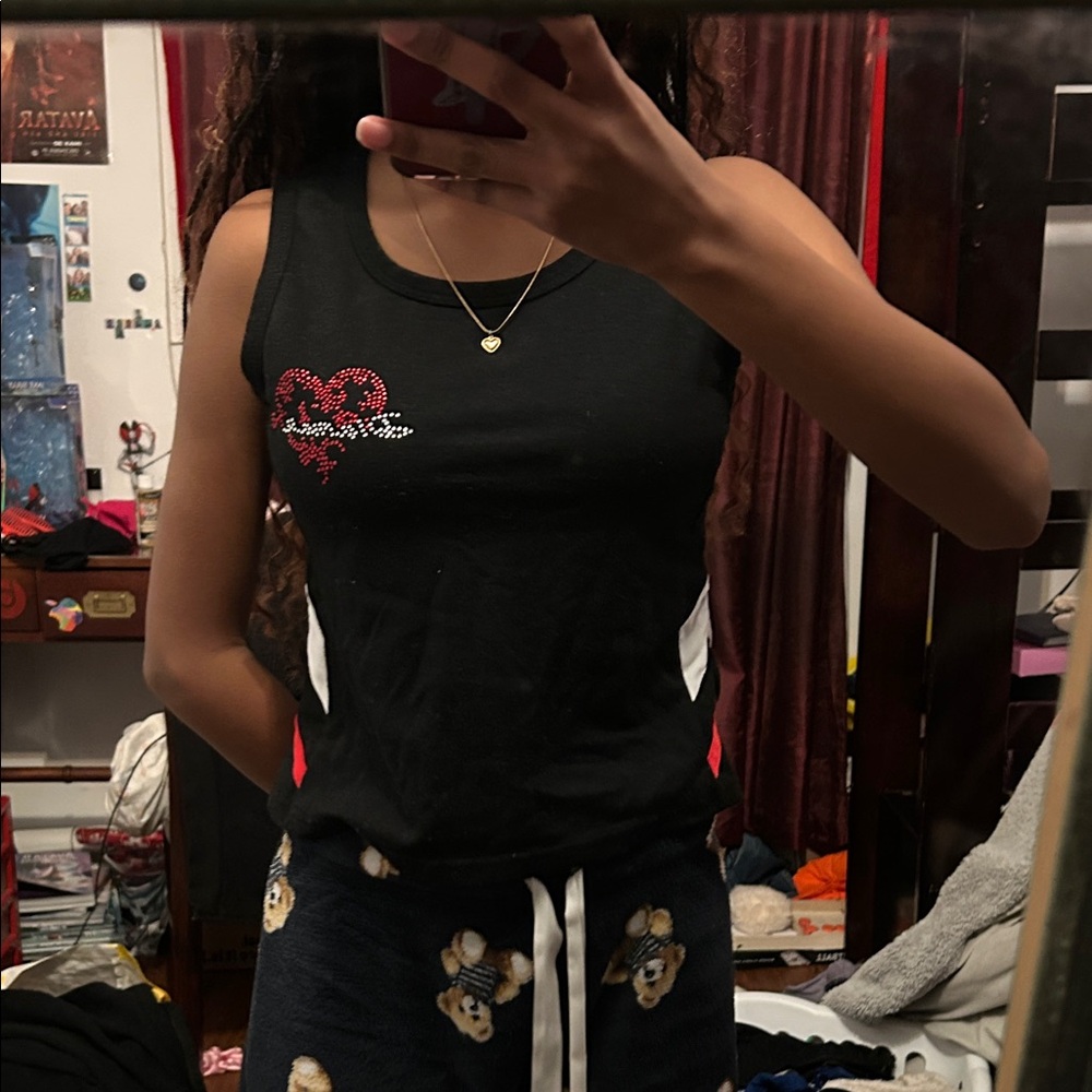 y2k black white and red tank